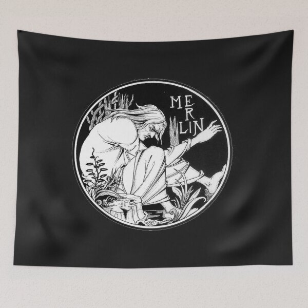 Item preview, MERLIN, by Aubrey Vincent Beardsley on WHITE. Classic . designed and sold by ZariahSamuel.