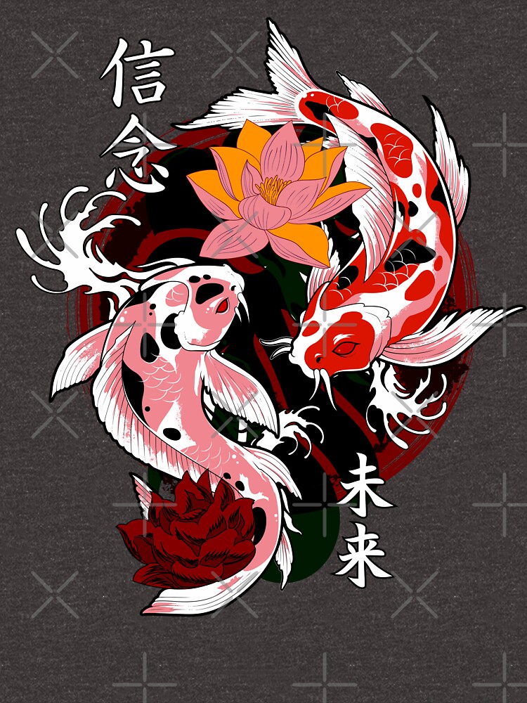 Yakuza Japanese tattoos, koi fish pond, floral water original