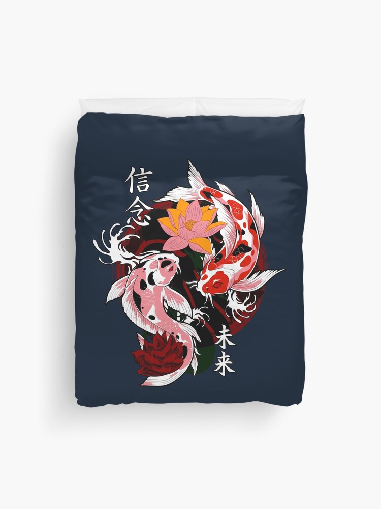 Funda nórdica «Tatuajes japoneses Yakuza, estanque de peces koi, agua  floral original» de laverdeden | Redbubble