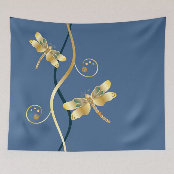Item preview, Gold Dragonfly Blue designed and sold by ChantalDesign.