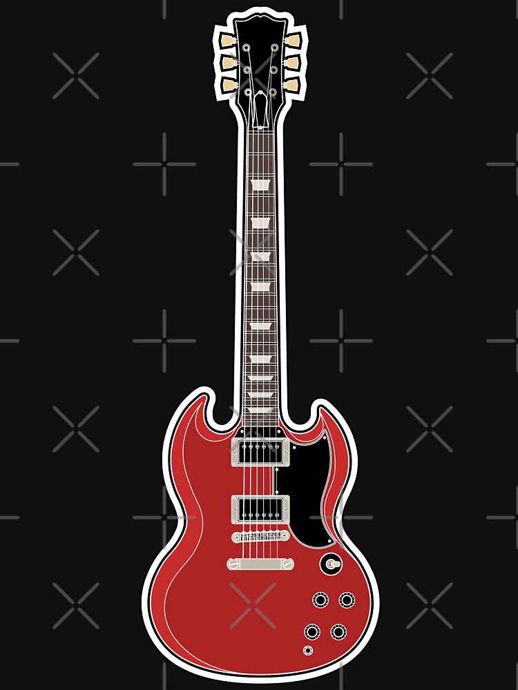 Gibson Sg Full Body Electric Guitar Colored Line Drawing T Shirt By Killerriffs Redbubble 7187