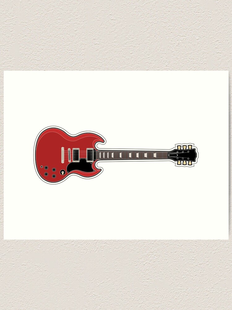 Gibson Sg Full Body Electric Guitar Colored Line Drawing Art Print By Killerriffs Redbubble 8139