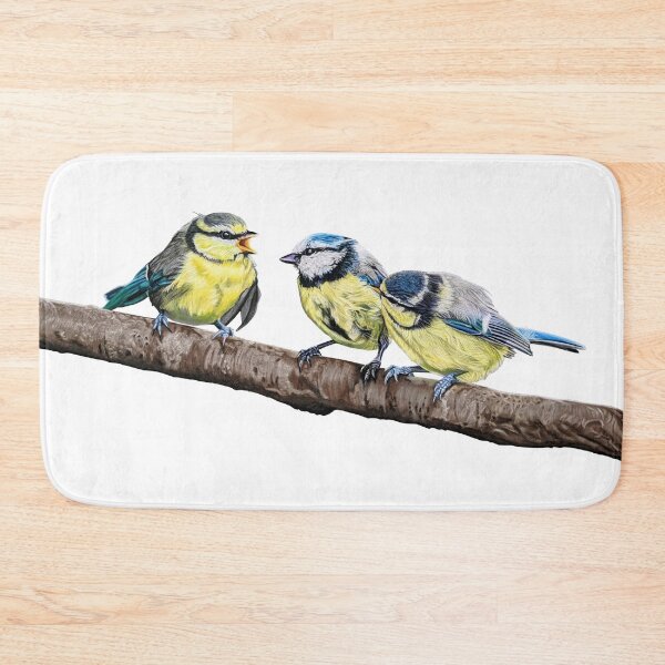 Item preview, Blue Tits sitting on a branch - twittering birds designed and sold by IslesArt.