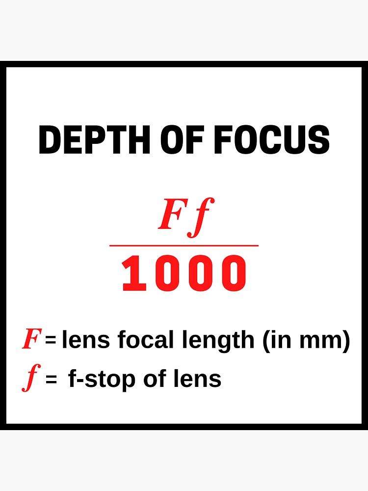 "Camera Lens DEPTH OF FOCUS Formula" Sticker for Sale by meganlizsmith
