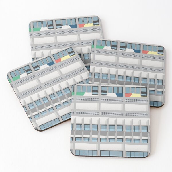 Item preview, Facade Le Corbusier architecture illustration minimalist colored Cité Radieuse designed and sold by DANE_Projects.