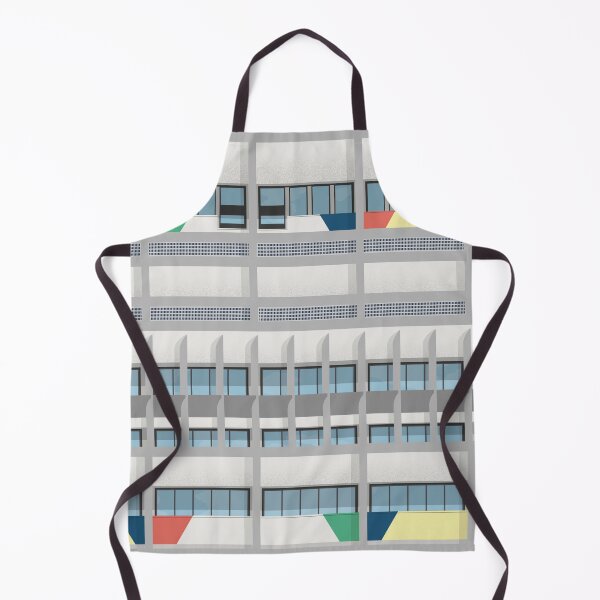 Item preview, Facade Le Corbusier architecture illustration minimalist colored Cité Radieuse designed and sold by DANE_Projects.