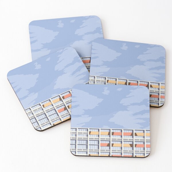 Item preview, Sky Facade Le Corbusier architecture illustration minimalist colored Cité Radieuse designed and sold by DANE_Projects.