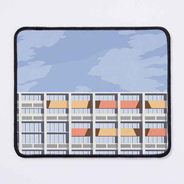 Item preview, Sky Facade Le Corbusier architecture illustration minimalist colored Cité Radieuse designed and sold by DANE_Projects.