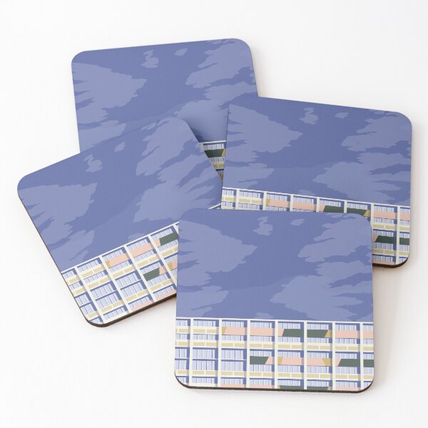 Item preview, Sky Facade Le Corbusier architecture illustration minimalist colored Cité Radieuse designed and sold by DANE_Projects.