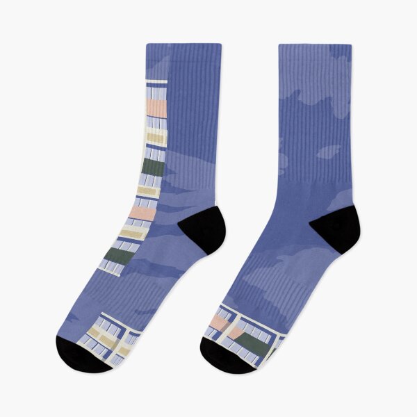 Item preview, Sky Facade Le Corbusier architecture illustration minimalist colored Cité Radieuse designed and sold by DANE_Projects.
