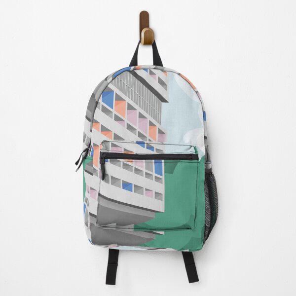 Item preview, Facade Le Corbusier architecture illustration minimalist colored Cité Radieuse designed and sold by DANE_Projects.