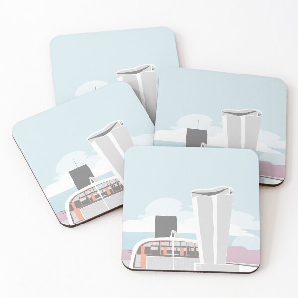 Item preview, Facade Le Corbusier architecture illustration minimalist colored Cité Radieuse designed and sold by DANE_Projects.