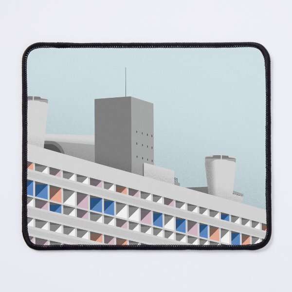Item preview, Facade Le Corbusier architecture illustration minimalist colored Cité Radieuse designed and sold by DANE_Projects.