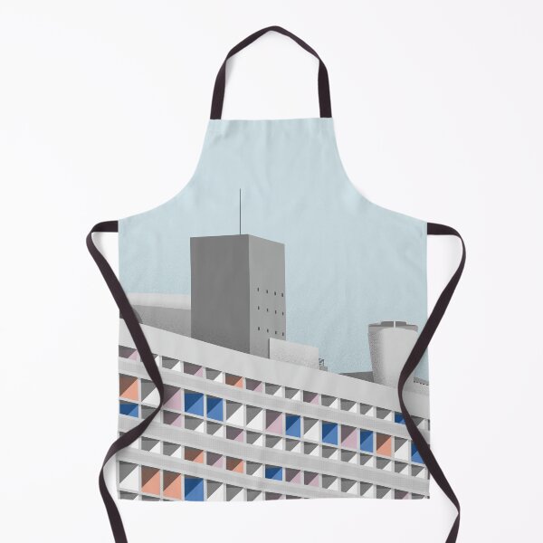 Item preview, Facade Le Corbusier architecture illustration minimalist colored Cité Radieuse designed and sold by DANE_Projects.