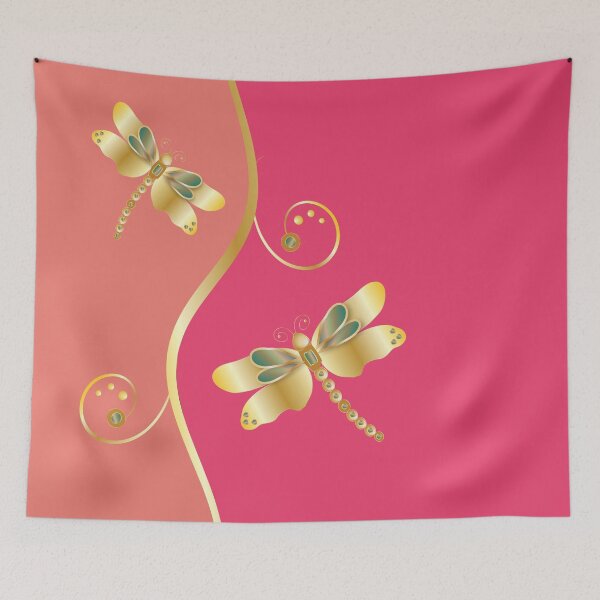 Item preview, Gold Dragonfly Pink and Orange designed and sold by ChantalDesign.