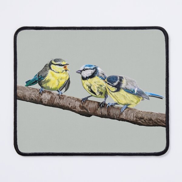 Item preview, Blue Tits sitting on a branch - twittering birds designed and sold by IslesArt.