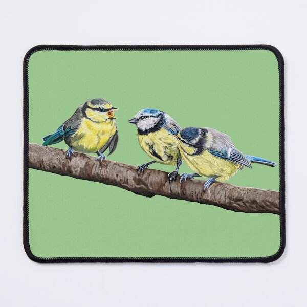 Item preview, Blue Tits sitting on a branch - twittering birds designed and sold by IslesArt.