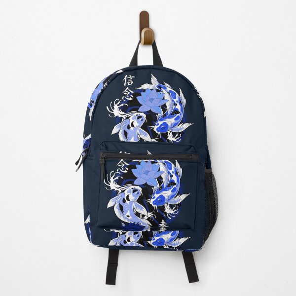 Item preview, Blue Yakuza Japanese tattoos, koi fish pond, floral water original designed and sold by Cheeky Companions.