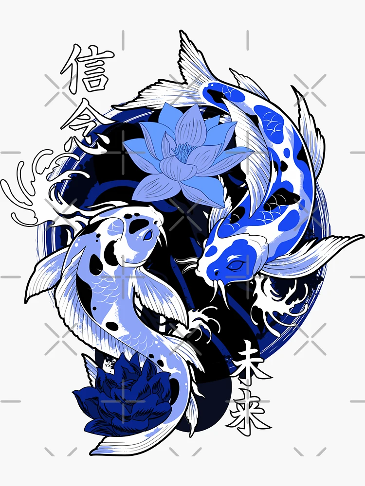 Premium Vector  Koi fish with japanese wave and flowers in japanese tattoo  illustration style