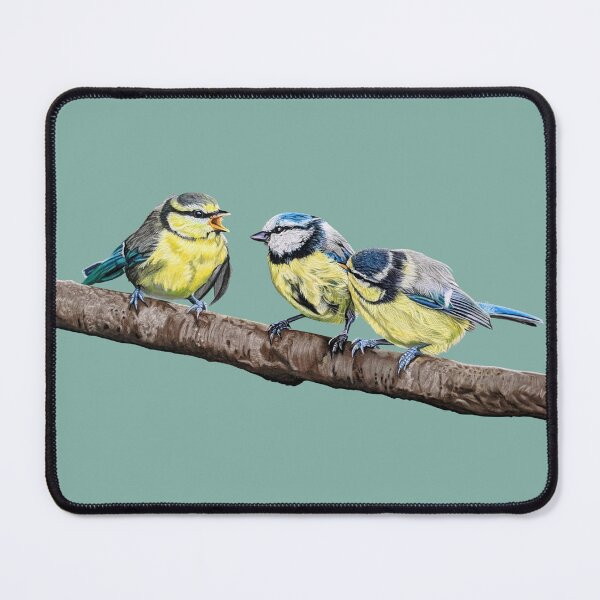 Item preview, Blue Tits sitting on a branch - twittering birds designed and sold by IslesArt.