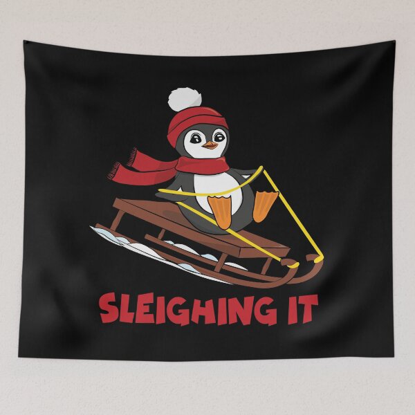 Item preview, Sleighing It - Snow Sledding Penguin - Cute Animals Funny Winter designed and sold by TheInkElephant.