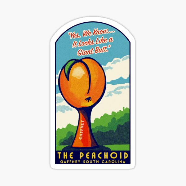 Peachoid, Gaffney South Carolina Vintage Style Travel Decal Sticker