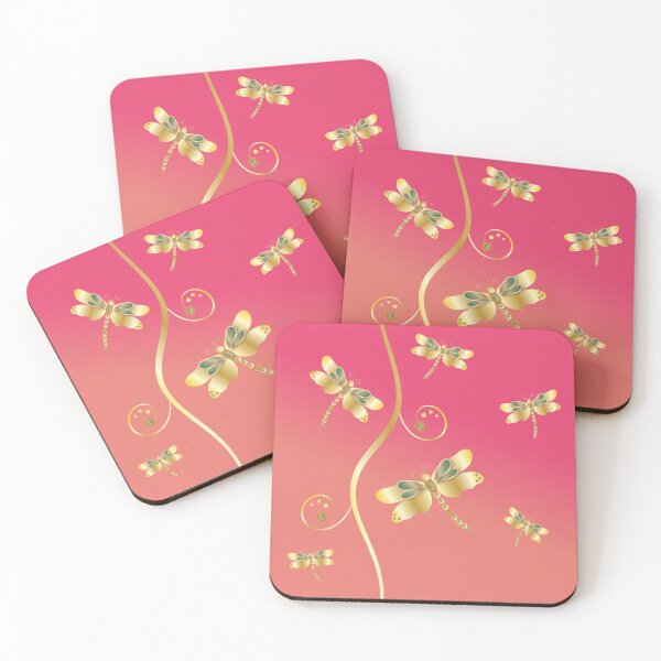 Item preview, Gold Dragonfly Ombre Pink and Orange designed and sold by ChantalDesign.