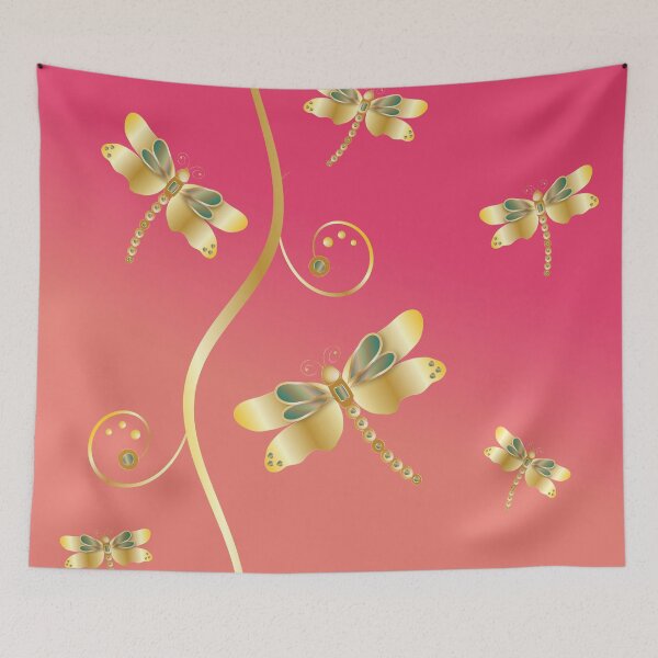 Item preview, Gold Dragonfly Ombre Pink and Orange designed and sold by ChantalDesign.