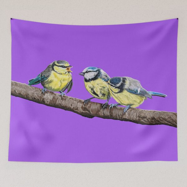 Item preview, Blue Tits sitting on a branch - twittering birds designed and sold by IslesArt.