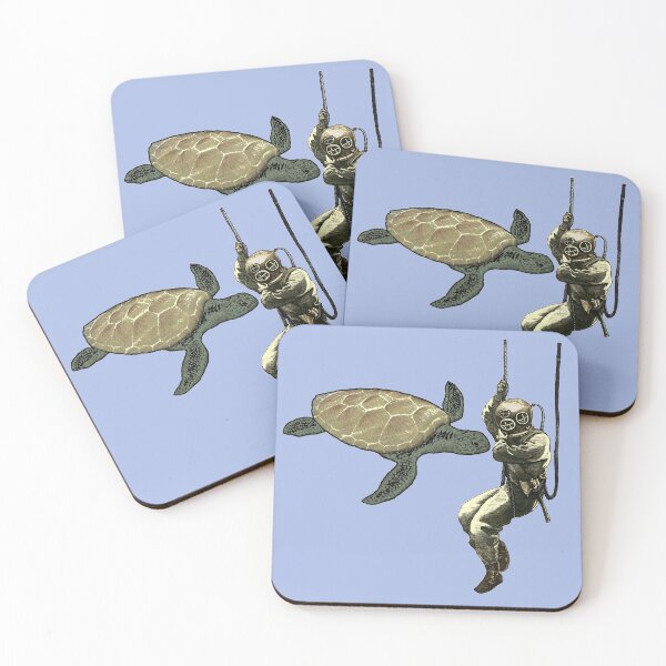 Item preview, Vintage Helmet Diver on a Rope with a Sea Turtle designed and sold by urmaddad.