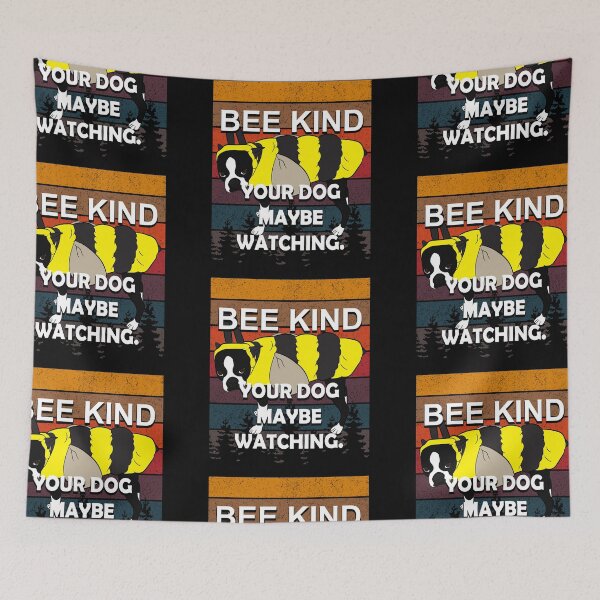 Item preview, Bee kind, your dog maybe watching, funny artistic dog retro sunset distressed design  designed and sold by SamRVstore.