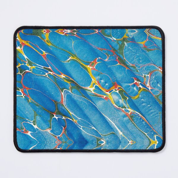 Item preview, MARBLED PAPER,ABSTRACT RED  YELLOW GREEN SHADES IN BLUE designed and sold by BulganLumini.