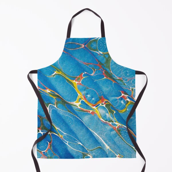 Item preview, MARBLED PAPER,ABSTRACT RED  YELLOW GREEN SHADES IN BLUE designed and sold by BulganLumini.
