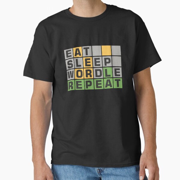 Vista previa del artículo con la obra «Eat Sleep Wordle Repetir», diseñado y vendido por Wanc Designs.