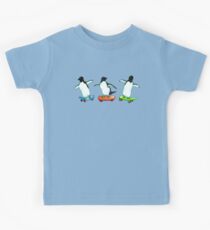 Happy Wheels - Penguins on Skate Boards Kids Tee