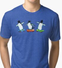 Happy Wheels - Penguins on Skate Boards Tri-blend T-Shirt