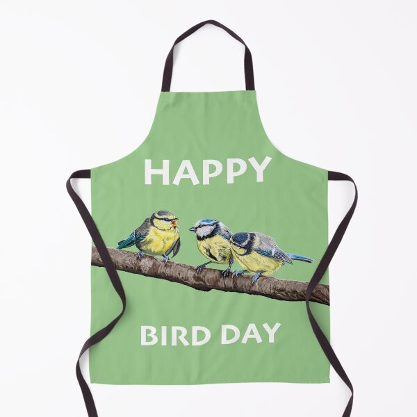 Item preview, HAPPY BIRD DAY Blue Tits sitting on a branch - twittering birds designed and sold by IslesArt.