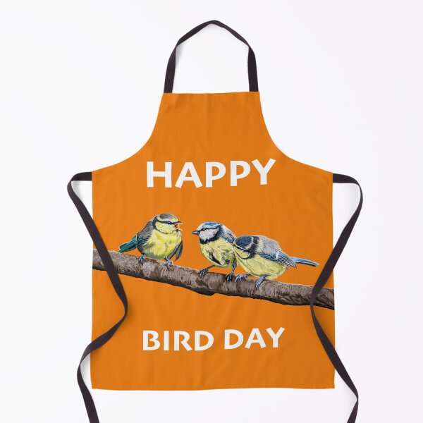 Item preview, HAPPY BIRD DAY Blue Tits sitting on a branch - twittering birds designed and sold by IslesArt.