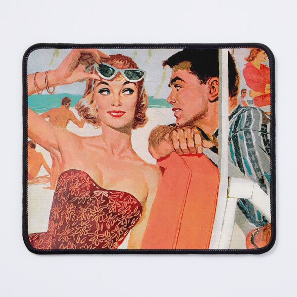 Item preview, Couple on the Beach, sunbathing, beach fun, 1960s beach flirting, the crush, beach babe, designed and sold by Nostrathomas66.