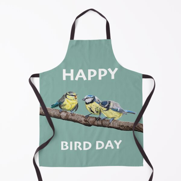Item preview, HAPPY BIRD DAY Blue Tits sitting on a branch - twittering birds designed and sold by IslesArt.