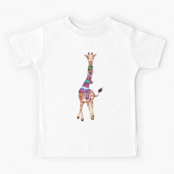 Cold Outside - Cute Giraffe Illustration Kids T-Shirt