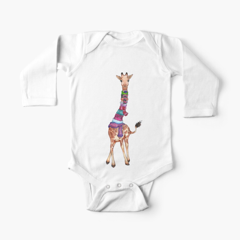 Cold Outside - Cute Giraffe Illustration Baby One-Piece