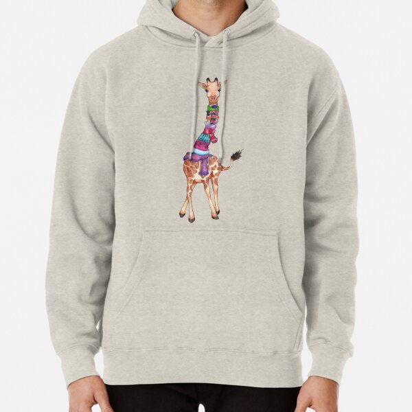 Cold Outside - Cute Giraffe Illustration Pullover Hoodie