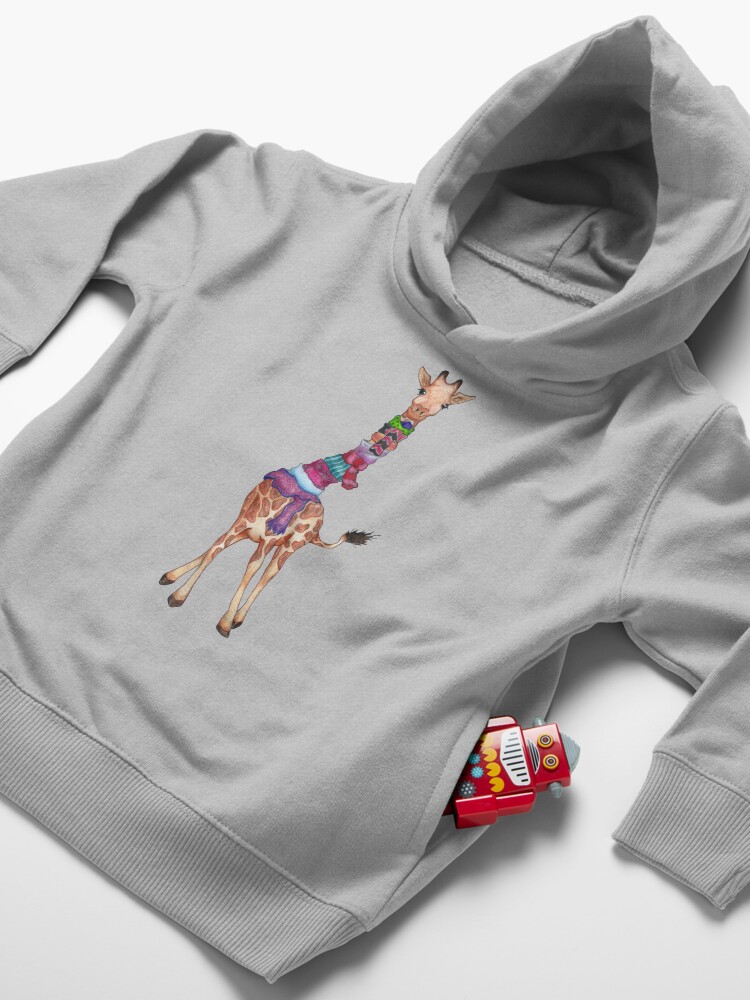 Alternate view of Cold Outside - Cute Giraffe Illustration Toddler Pullover Hoodie