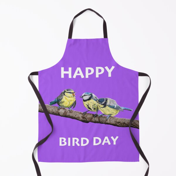 Item preview, HAPPY BIRD DAY Blue Tits sitting on a branch - twittering birds designed and sold by IslesArt.