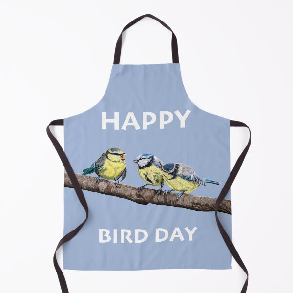 Item preview, HAPPY BIRD DAY Blue Tits sitting on a branch - twittering birds designed and sold by IslesArt.