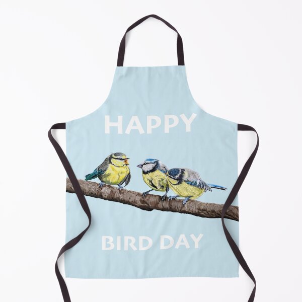 Item preview, HAPPY BIRD DAY Blue Tits sitting on a branch - twittering birds designed and sold by IslesArt.