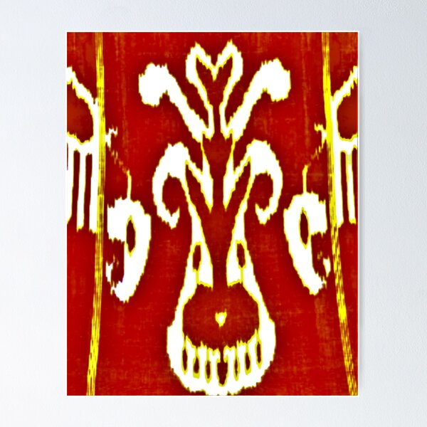 Item preview, Uzbek ikat tulip flower pattern designed and sold by LeFabriqueOuz.