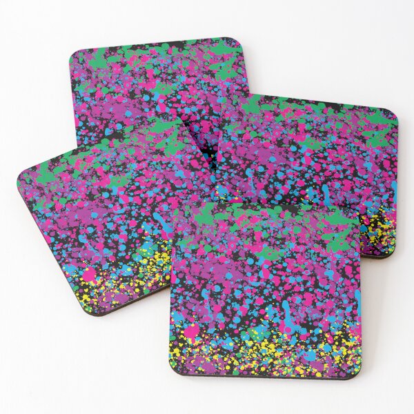 Item preview, paint splat colourful on black designed and sold by thecheek.