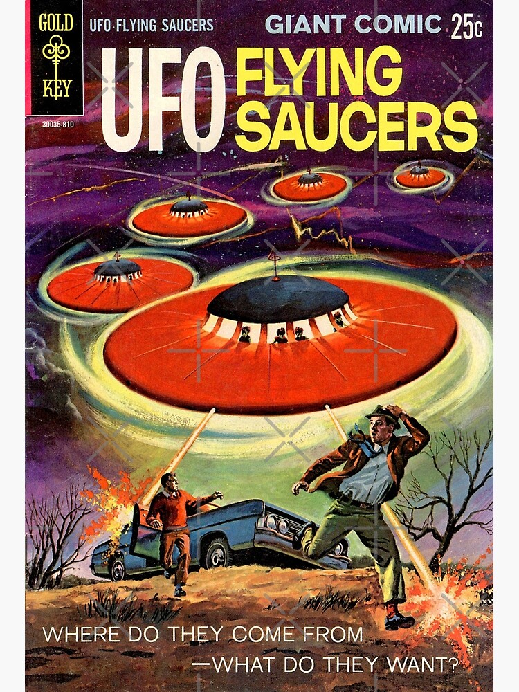 UFO FLYING SAUCERS retro comic cover - Vintage Art from 1968